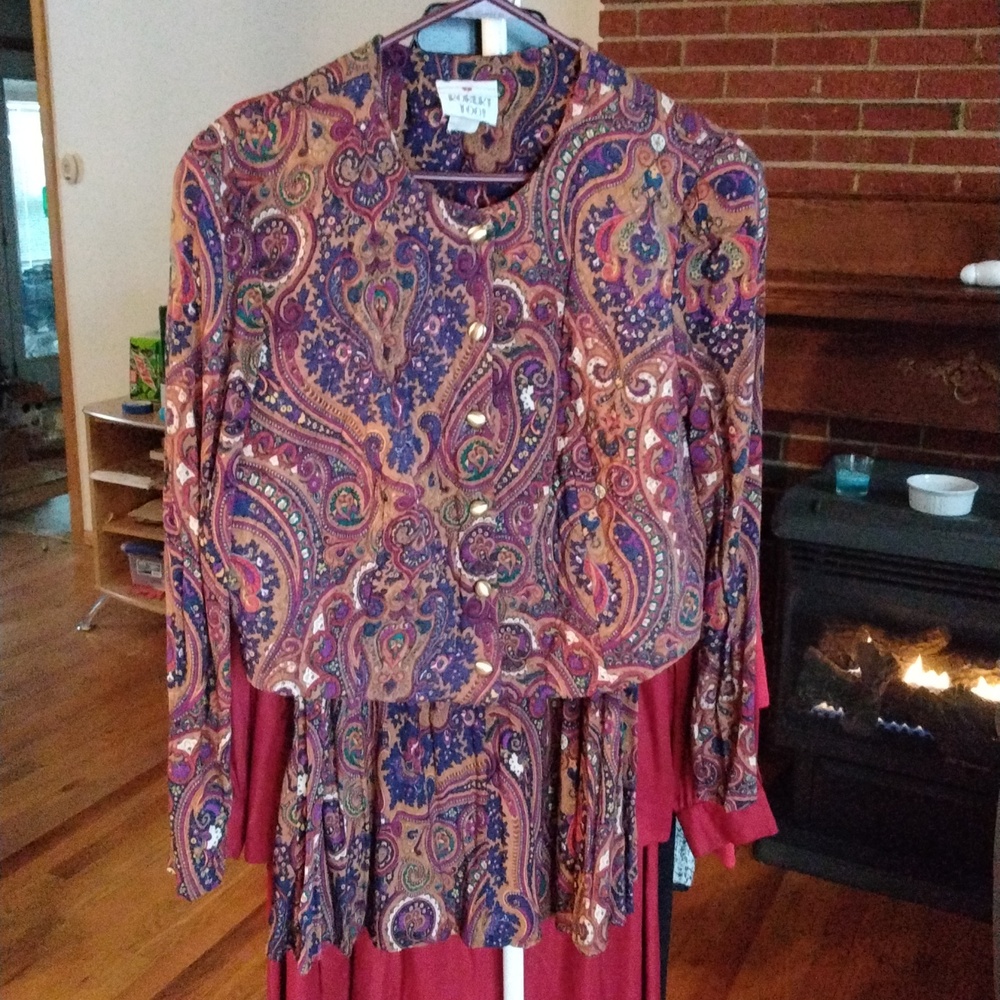 Vintage 90s Blouse and Skirt Set